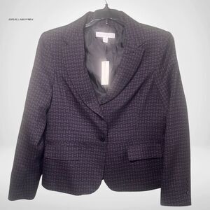 New York & Co. NWT Black & Purple Geometric Print Button-Front Blazer, Size 12